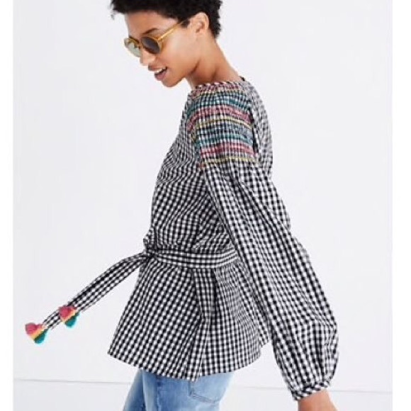 Madewell gingham smocked top - Picture 2 of 3